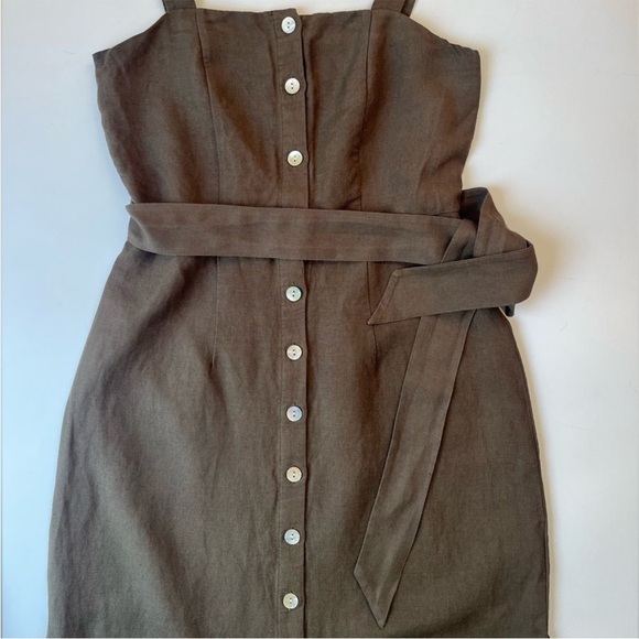 Rails Clement Button Front Midi Dress In Army Green with Tie Waist - Picture 6 of 12